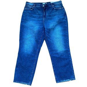 Loft the straight crop high rise curvy fit dark wash denim new with tags size 32